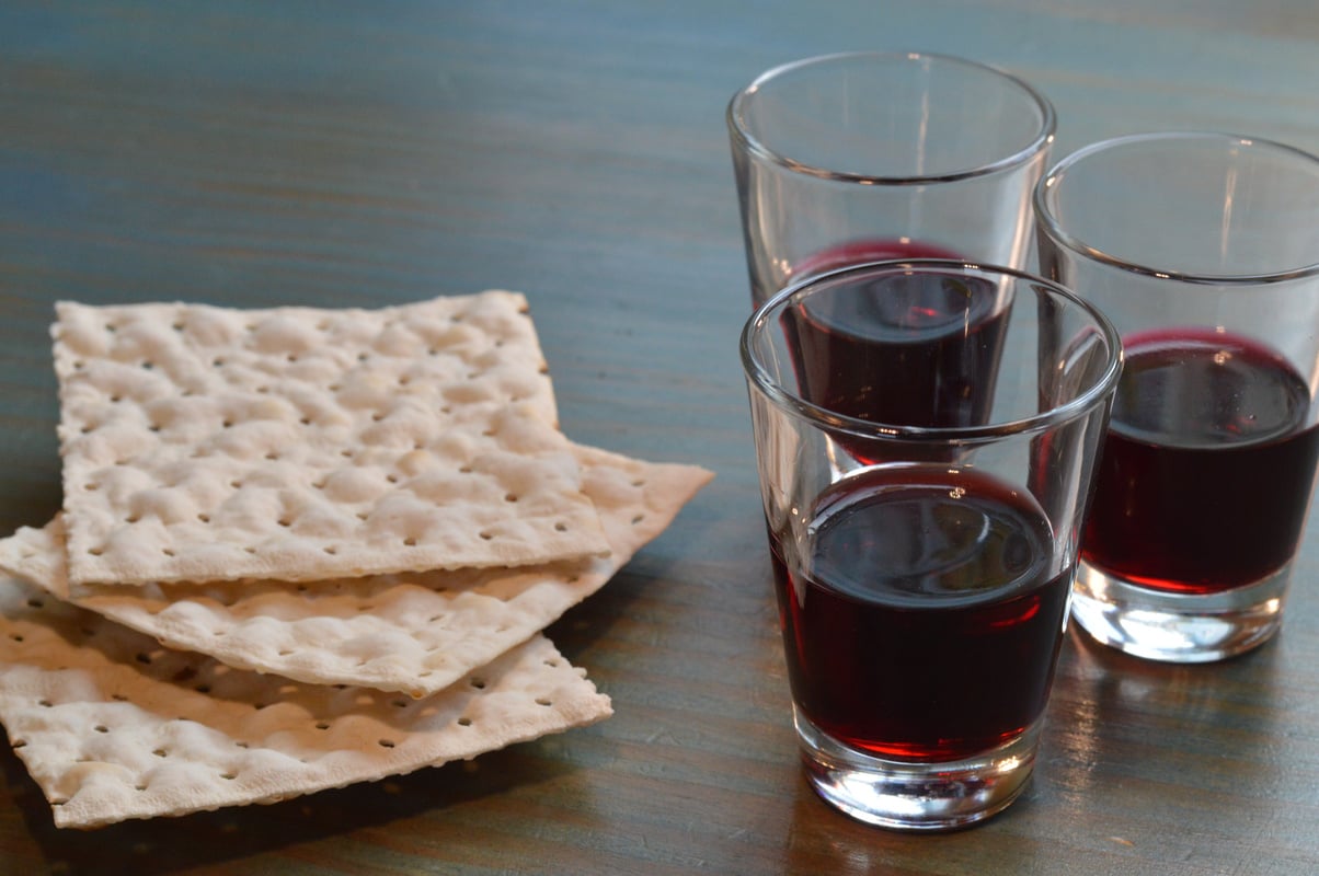 The Lord's Supper with bread and wine